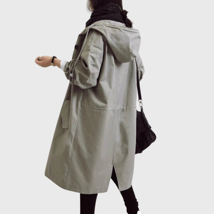Ava | Stylish Long Water-Resistant Hooded Trench Coat