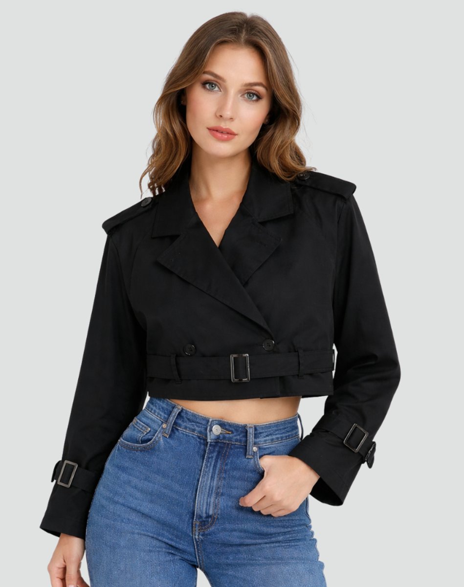 Charlotte | Chic Cropped Double-Breasted Trench Coat