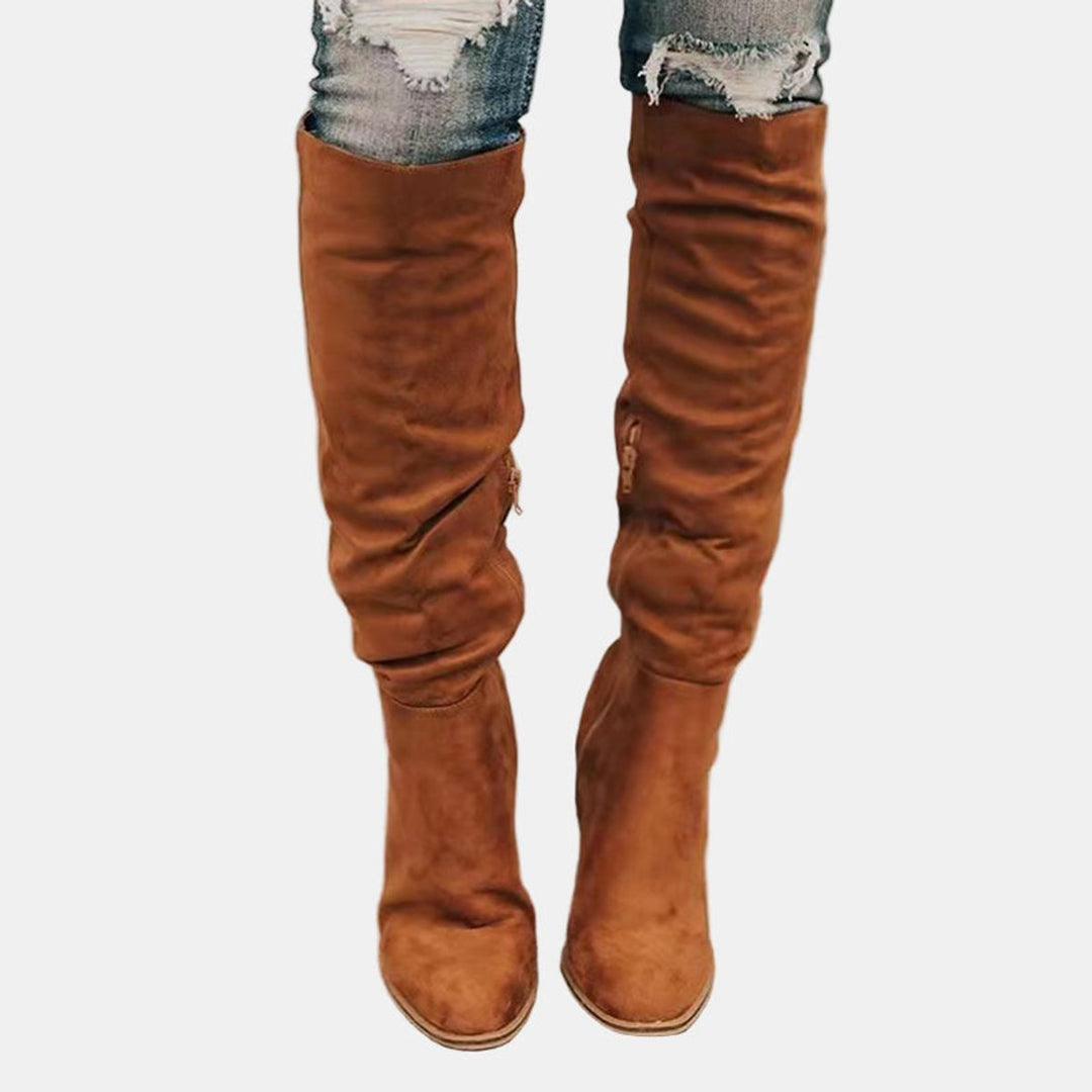 Abby | Stretch-Kniestiefel mit Blockabsatz