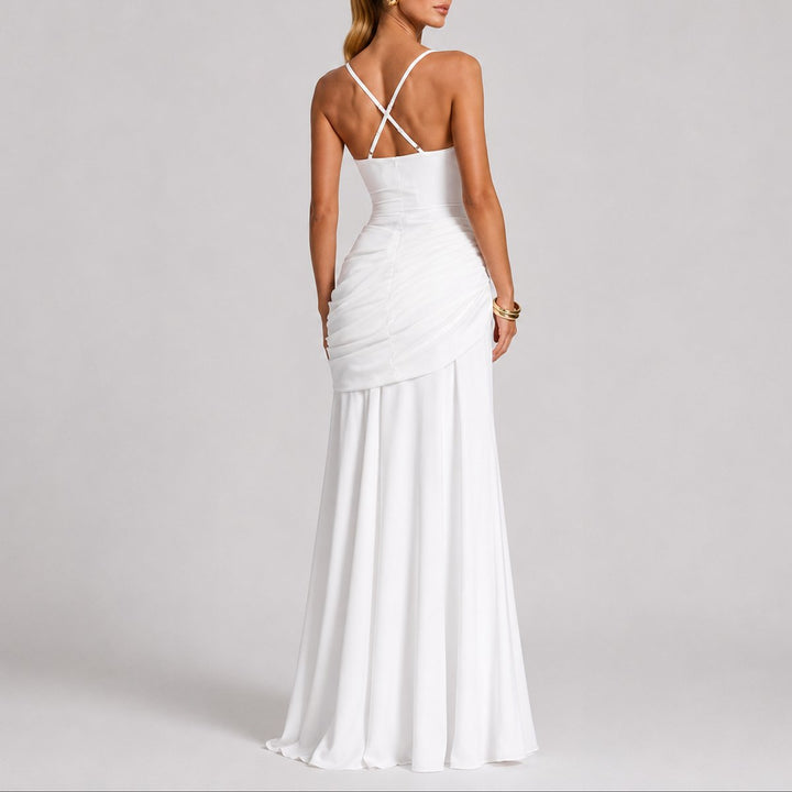 Daisy | Fall Wedding Ruched Square-Neck Maxi Dress