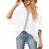 Sophia | Chic Boho Embroidered V-Neck Tunic Top