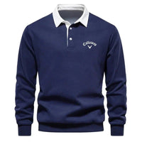 Ethan | Refined And Modern Contrast Collar Knit Polo Sweater