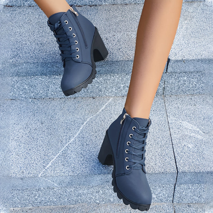 Melissa | Comfortable Lace-Up Block-Heel Ankle Boots