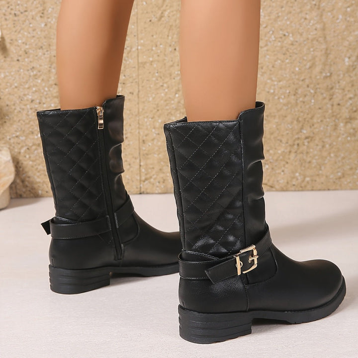 Helena | Stylish Slouchy Mid-Calf Buckle Boots