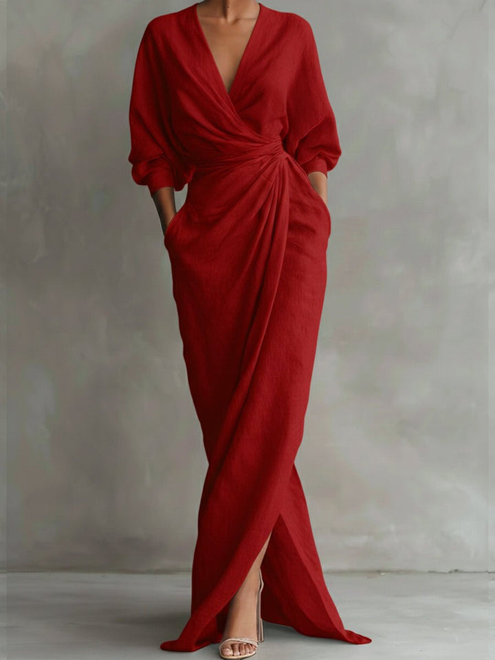 Jessica | Elegant Wrap-Style Long-Sleeved Maxi Dress