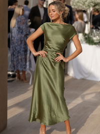 Daisy | Graceful and Timeless Draped Waist Midi Dress