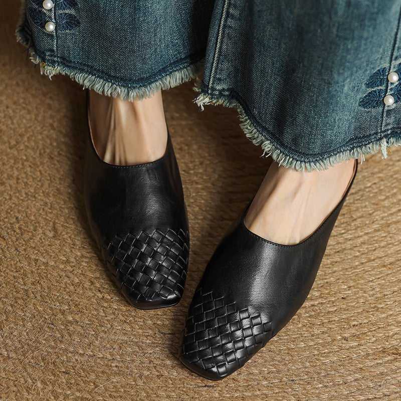 Nora | Elegant And Woven Leather Mules