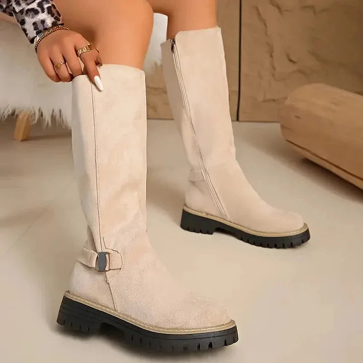 Lucy | Sophisticated Buckle Detail Knee High Boots