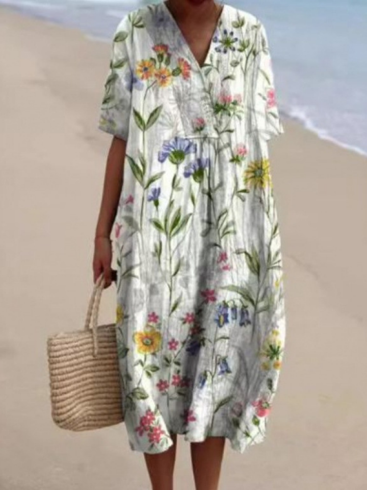 Margaret | Midi Dress – Relaxed Floral Style for Women