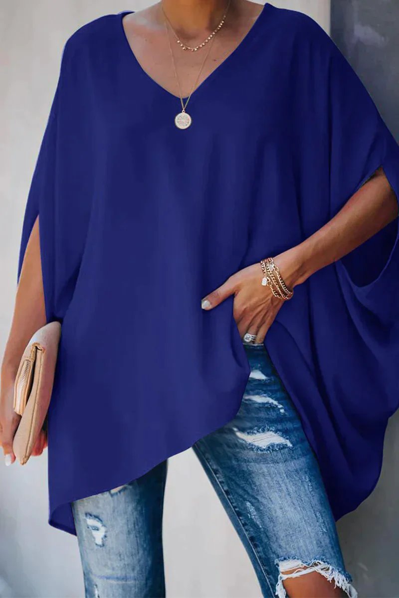 Isabella | Chic Batwing Oversized V-Neck Tunic Top