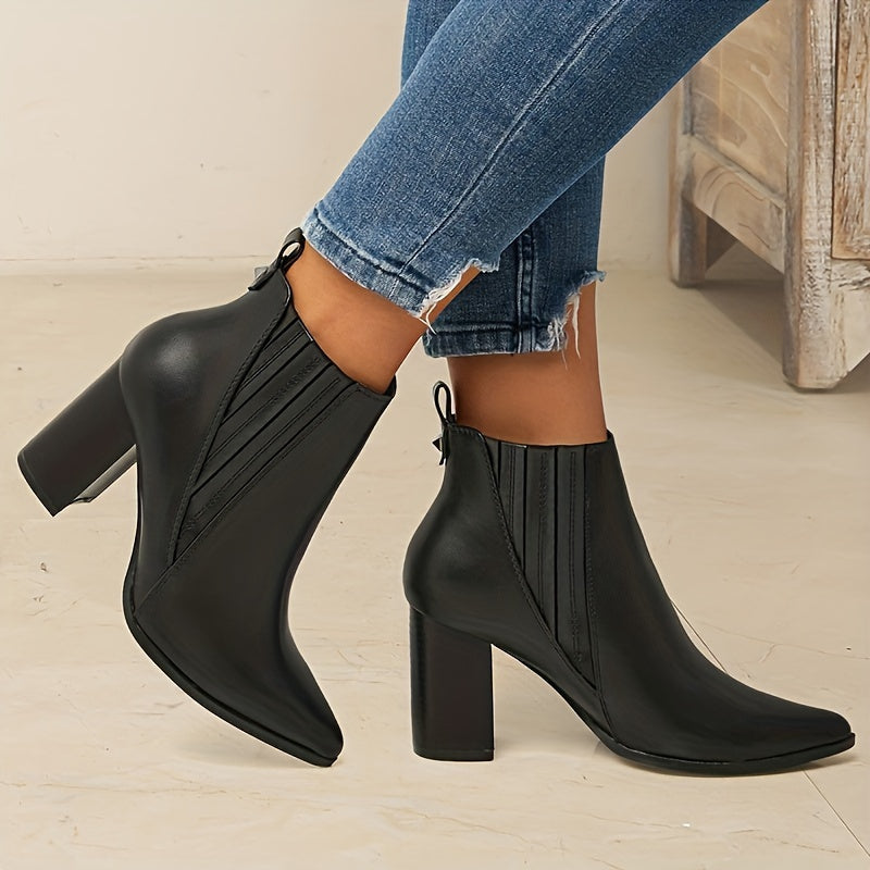 Vivienne | Chic Pointed Toe Block Heel Ankle Boots