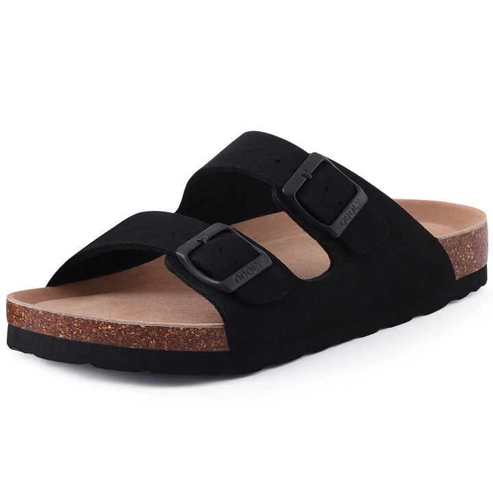 Amara | Chic Suede Cork Sole Slip-On Mules