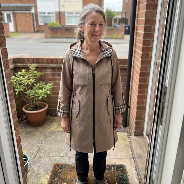 Isobel | Rainproof Hooded Coat – Stylish Longline Design for Women
