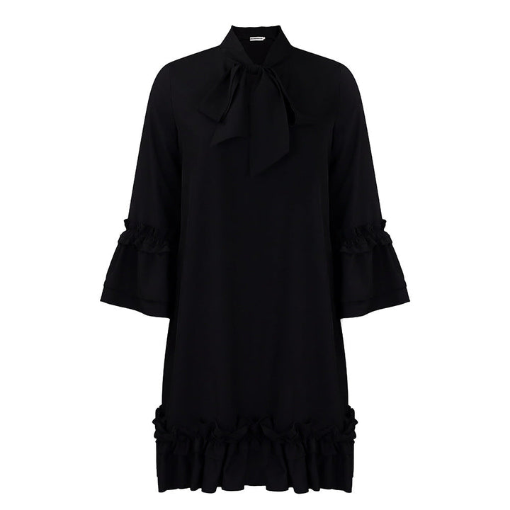 Charlotte | Elegant Bow Collar Ruffle Tunic Dress