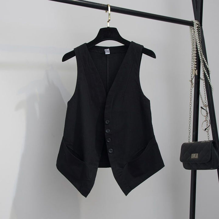 Mia | Chic Lightweight Asymmetrical Linen Vest