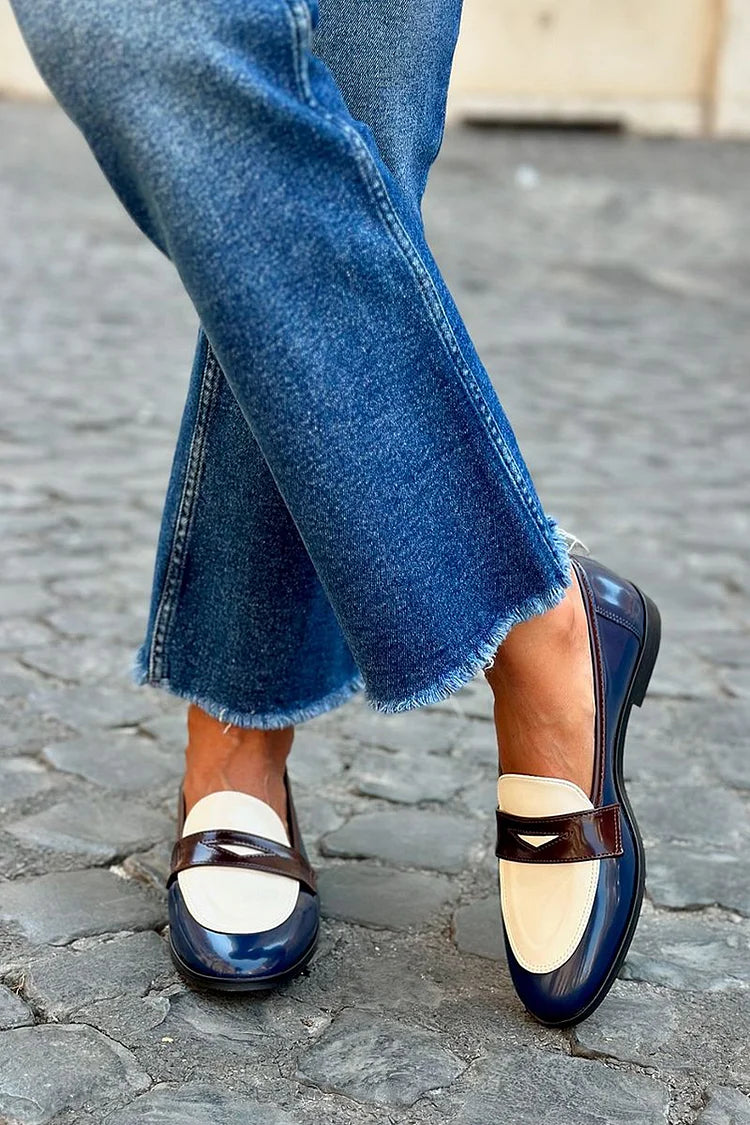 Elise | Refined Two-Tone Contrast Leather Loafers