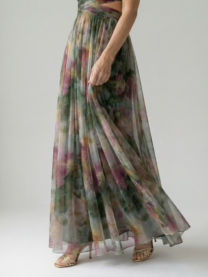 Watercolor Wrap Maxi Dress