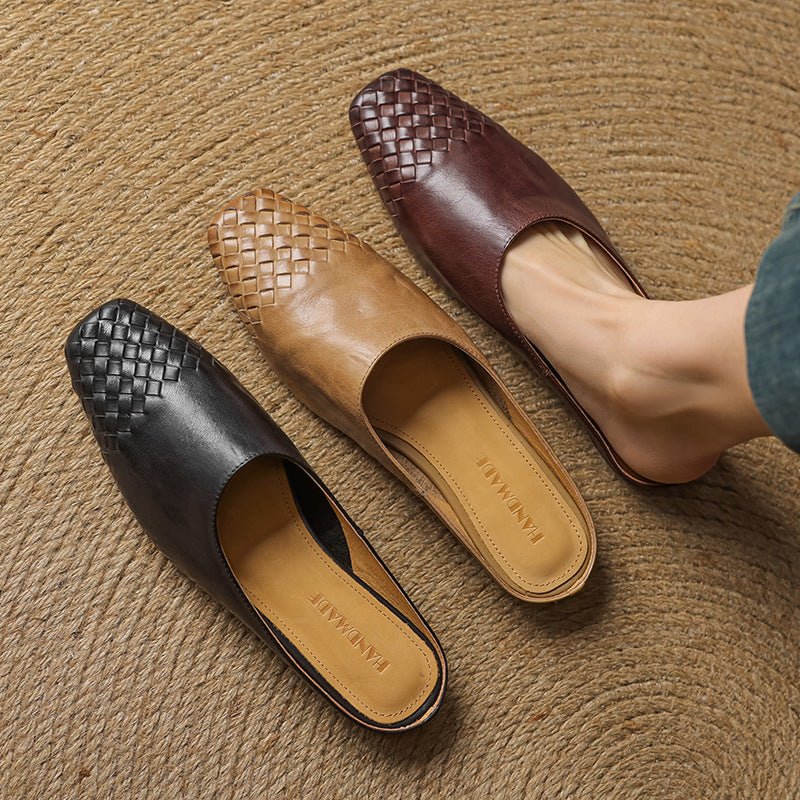 Nora | Elegant And Woven Leather Mules