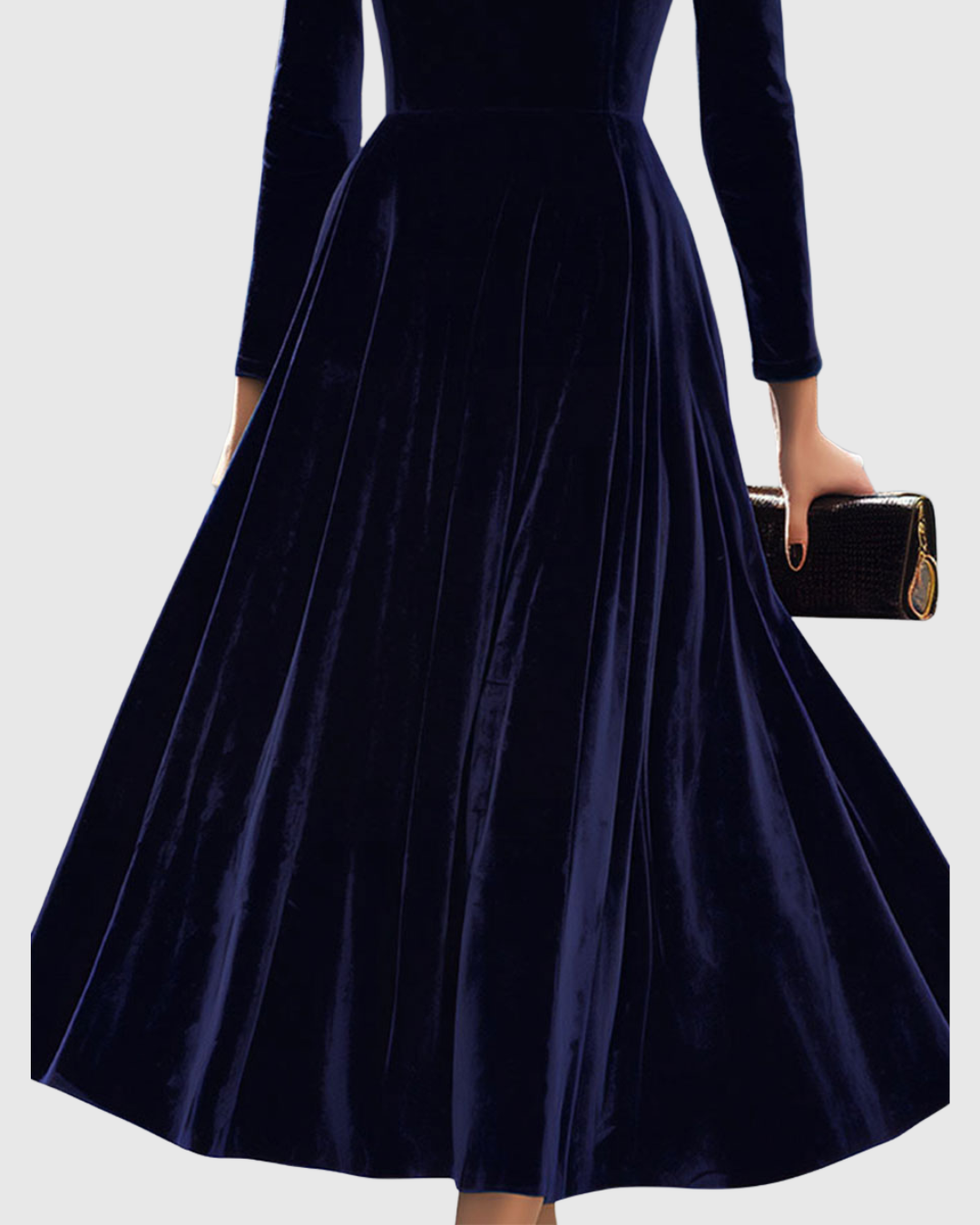 Amelia | Luxurious And Timeless Navy Velvet Midi Dress 2