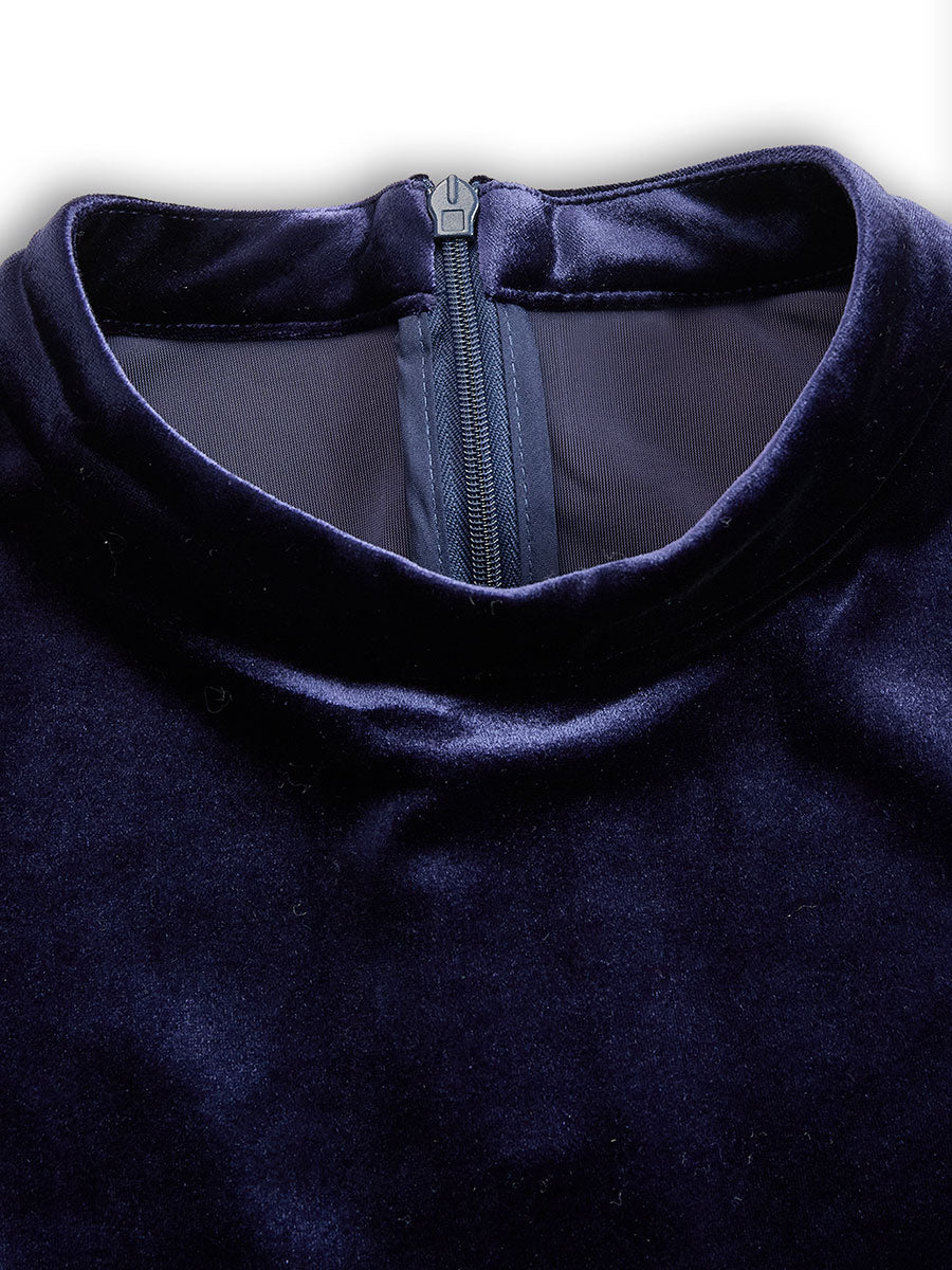 Amelia | Luxurious And Timeless Navy Velvet Midi Dress 4