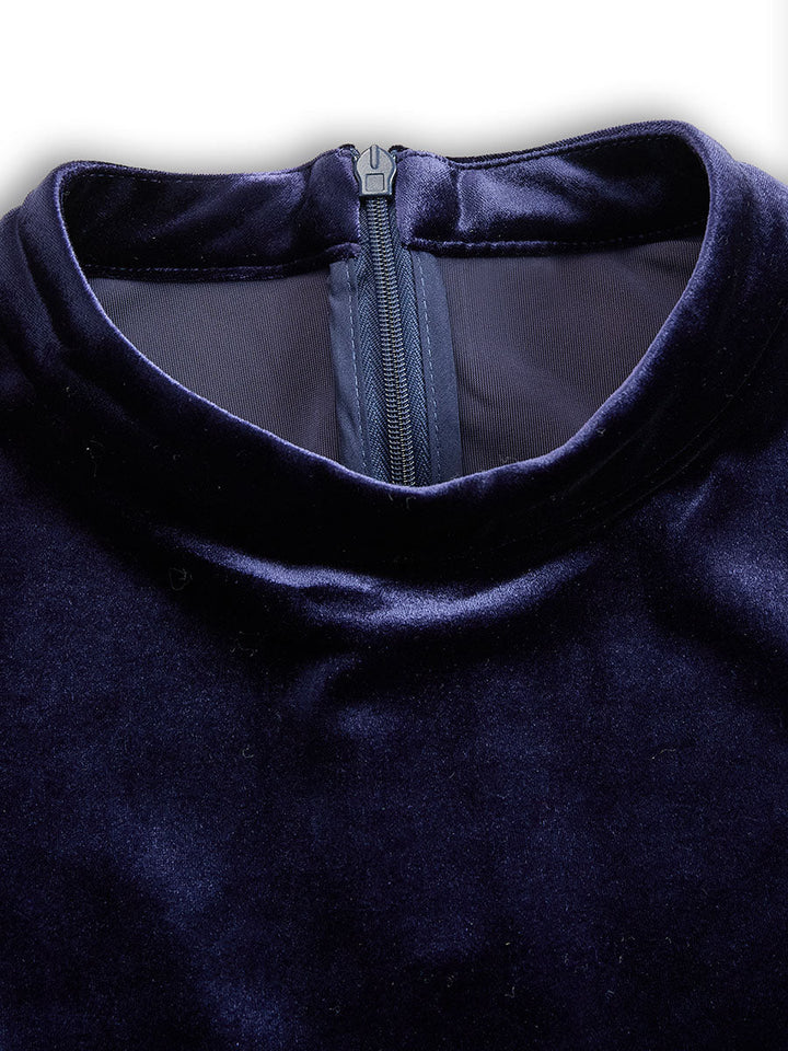 Amelia | Luxurious And Timeless Navy Velvet Midi Dress 4