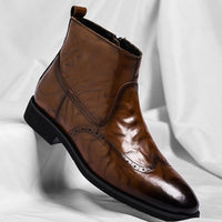 Oliver | Italian Leather Brogue Ankle Boots
