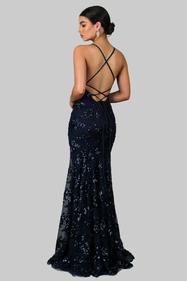 Aria | Radiant V-Neck Backless Sequin Maxi Dress 1