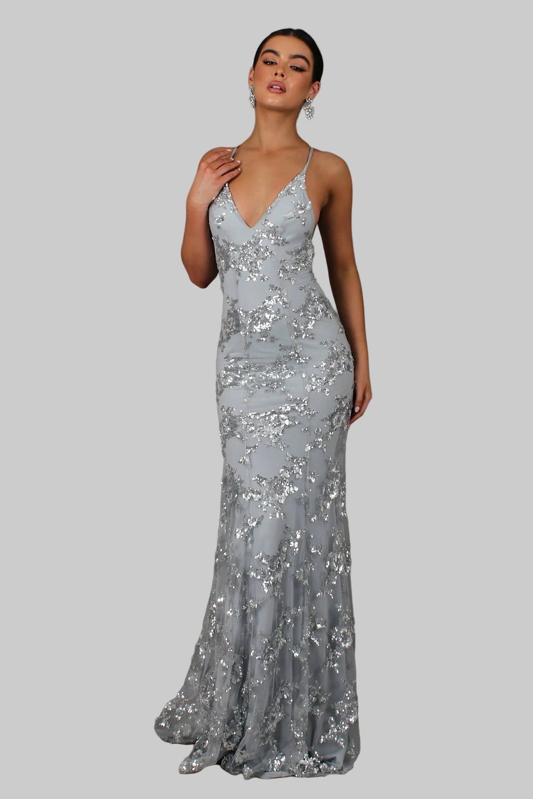 Aria | Radiant V-Neck Backless Sequin Maxi Dress 2