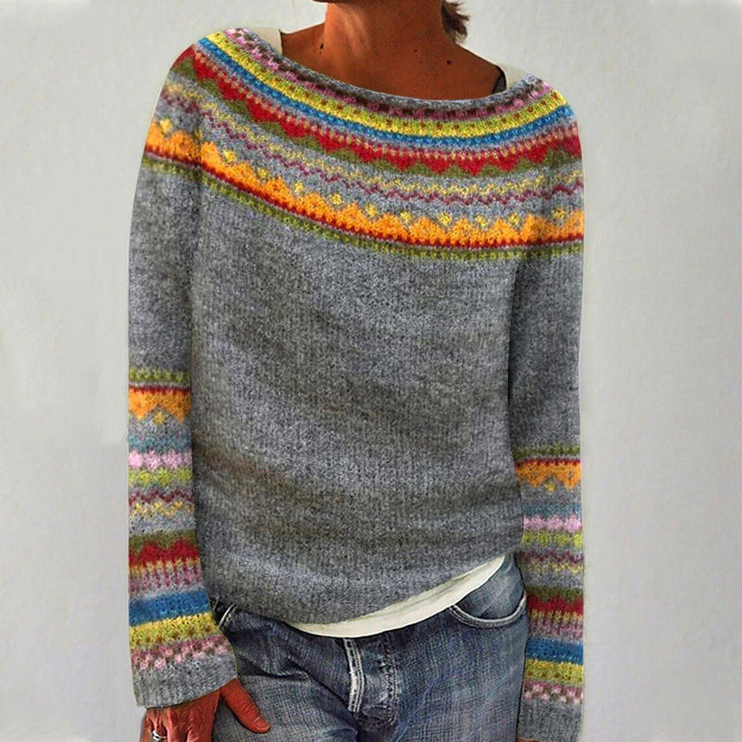 Aria | Women's Retro Striped Relaxed-Fit Knit Sweater 1