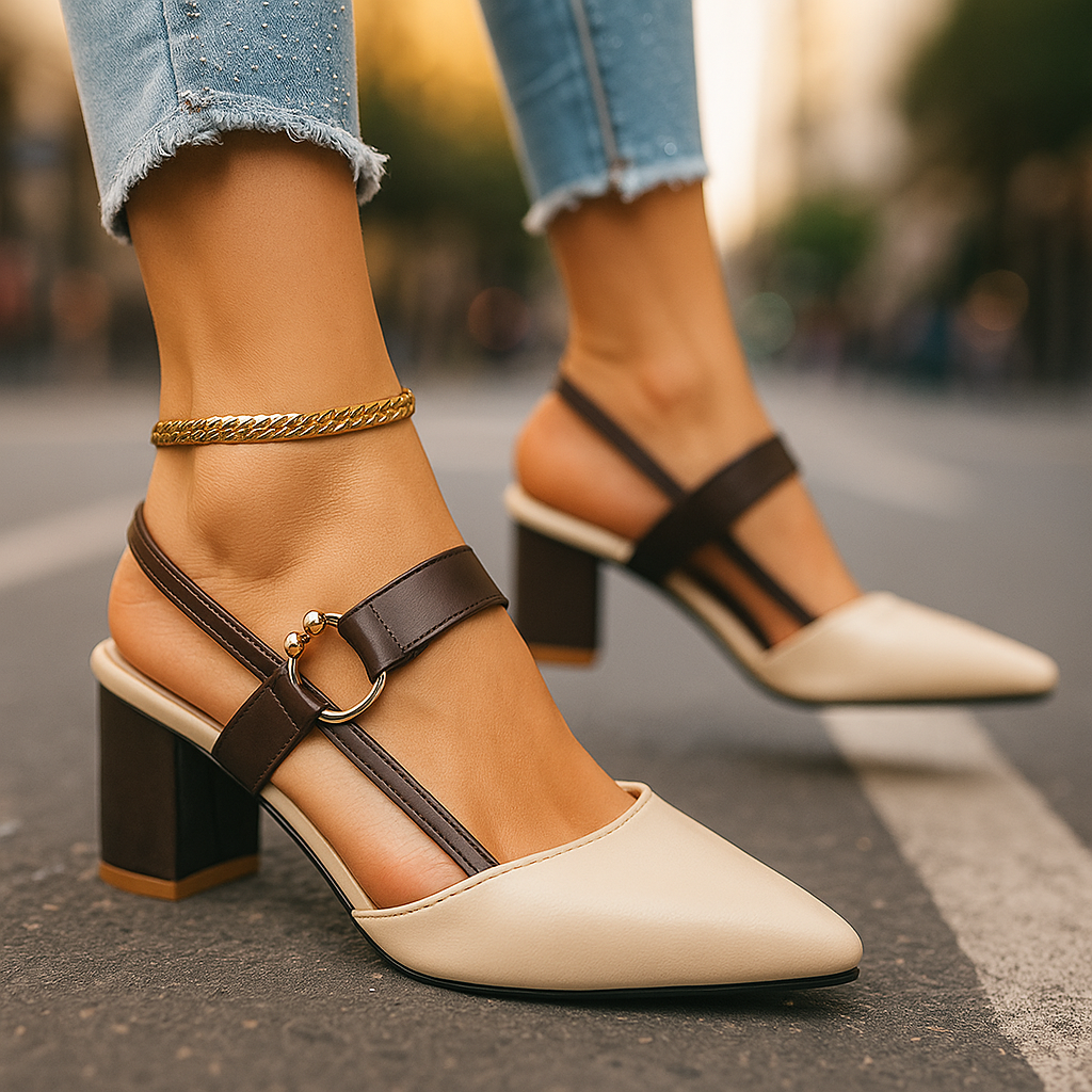 Ariana | Elegant Gold Heels – Comfortable Strappy Block Heels for Women 0