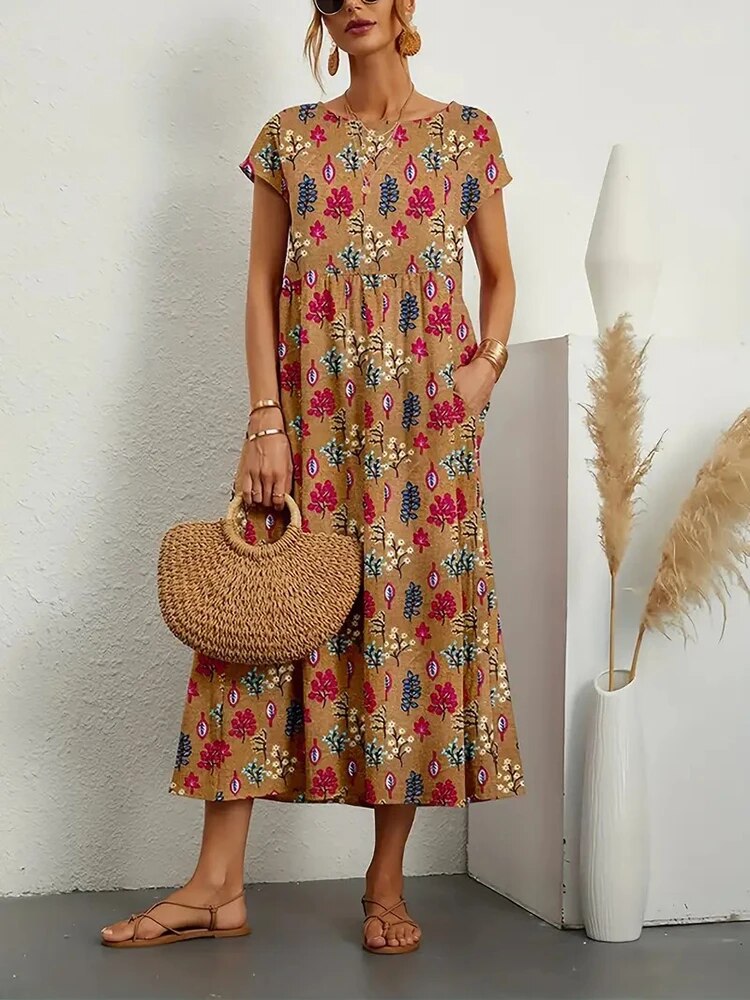 Ava | Cotton Blend Floral print A-Line Summer  Dress 1