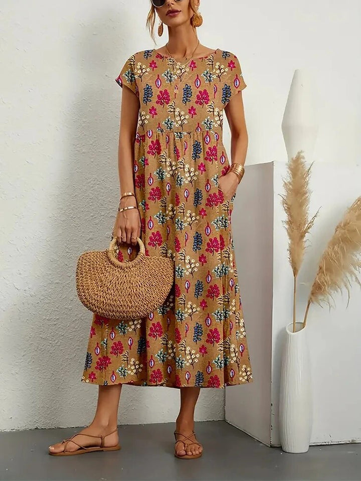 Ava | Cotton Blend Floral print A-Line Summer  Dress 1