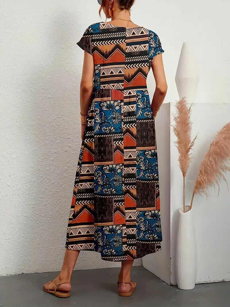 Ava | Cotton Blend Floral print A-Line Summer  Dress 4