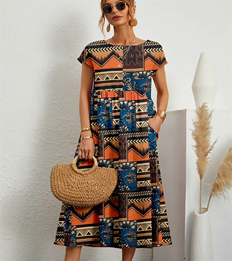 Ava | Cotton Blend Floral print A-Line Summer  Dress 7