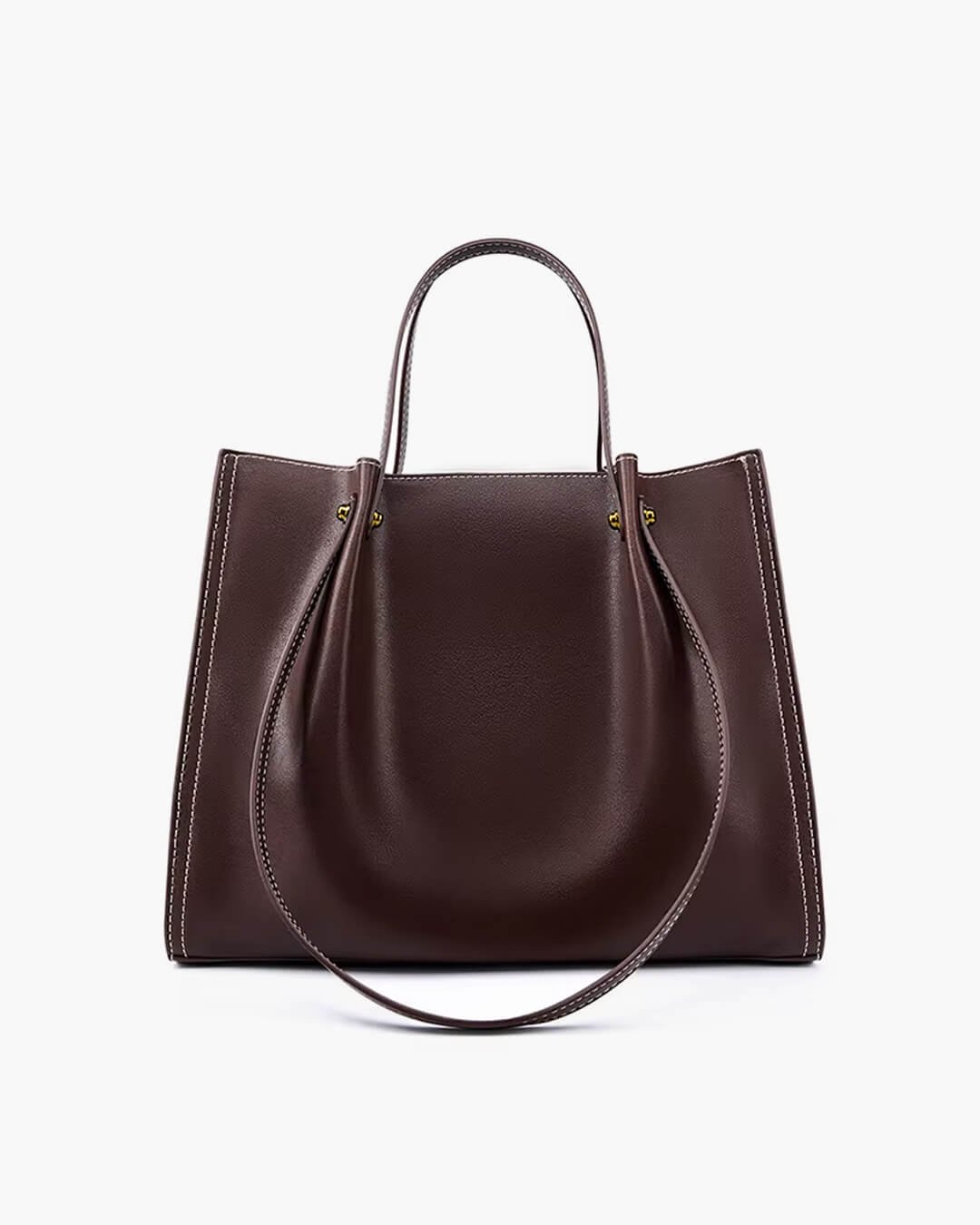 Beverly | Minimalist Contrast-Stitch Vegan Leather Tote Bag 2
