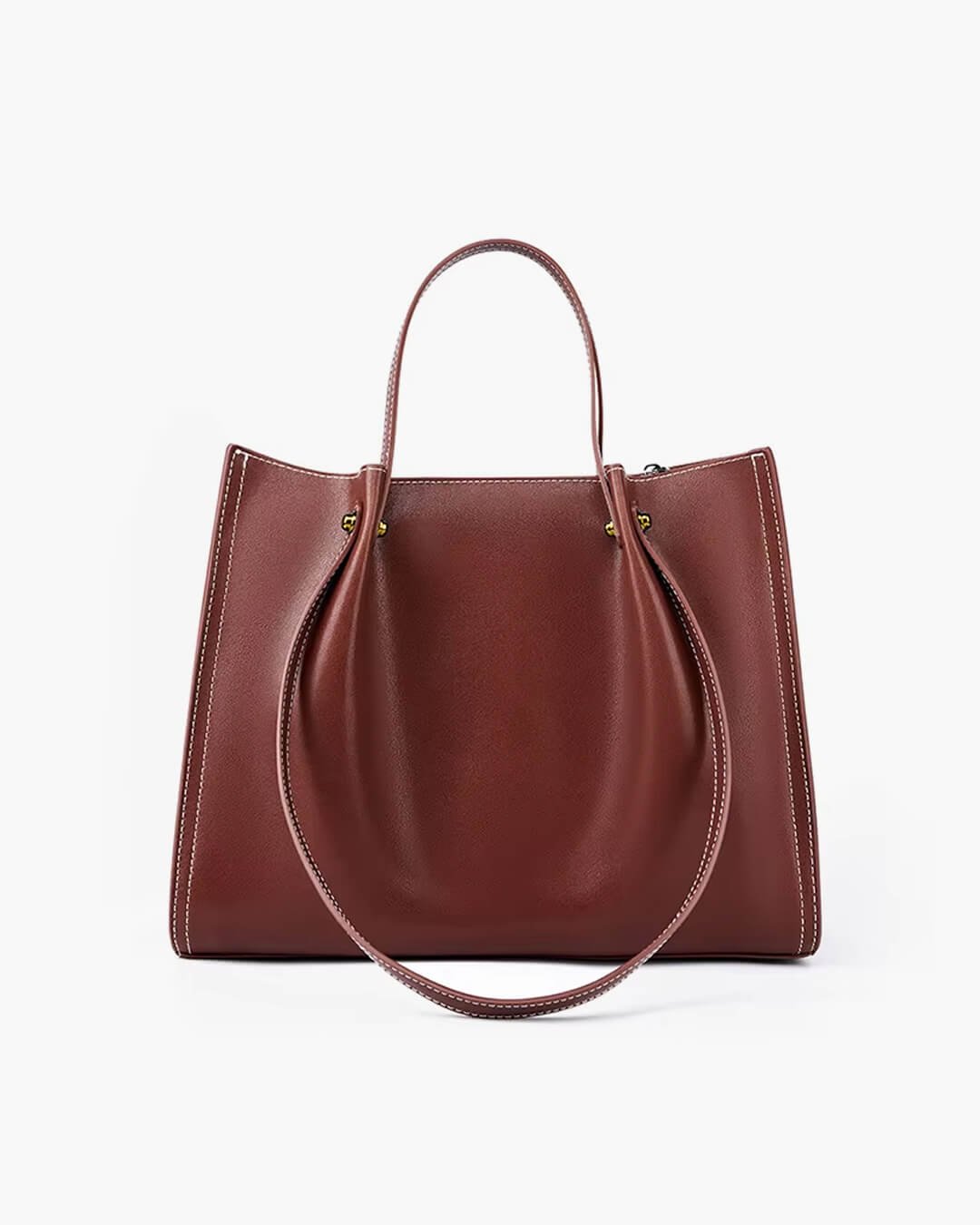 Beverly | Minimalist Contrast-Stitch Vegan Leather Tote Bag 3