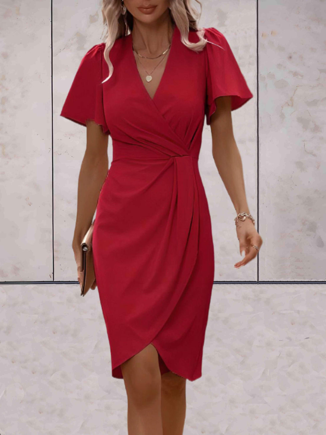 Caitlyn | Elegant V-Neckline Wrap Dress 0