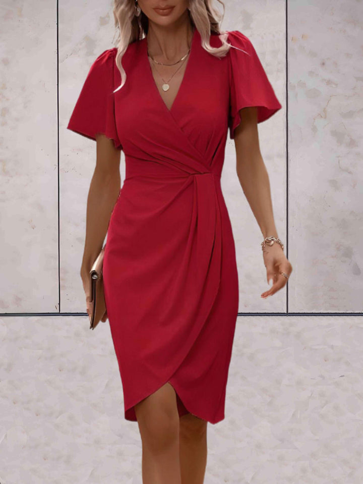 Caitlyn | Elegant V-Neckline Wrap Dress 0