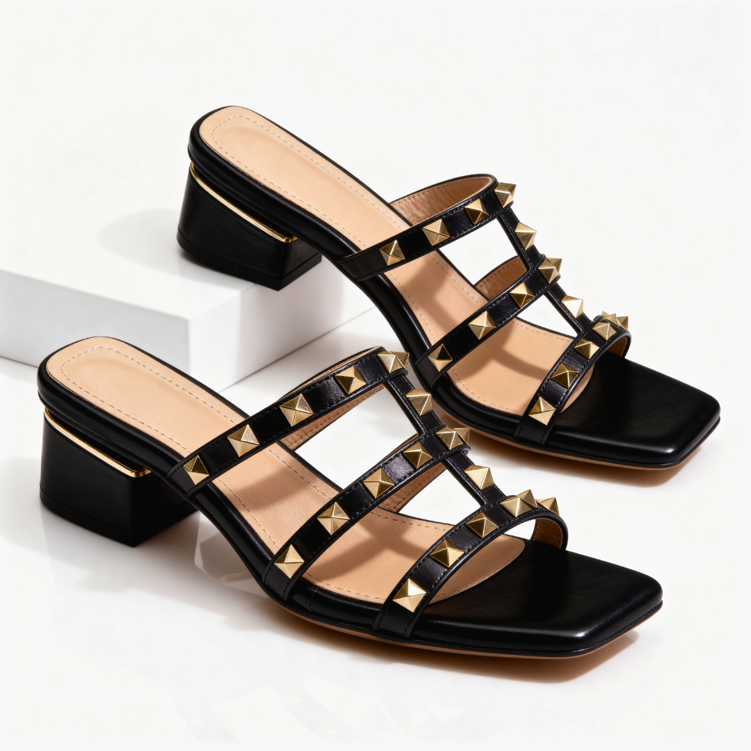 Camille | Elegant And Modern Studded Leather Sandals 3