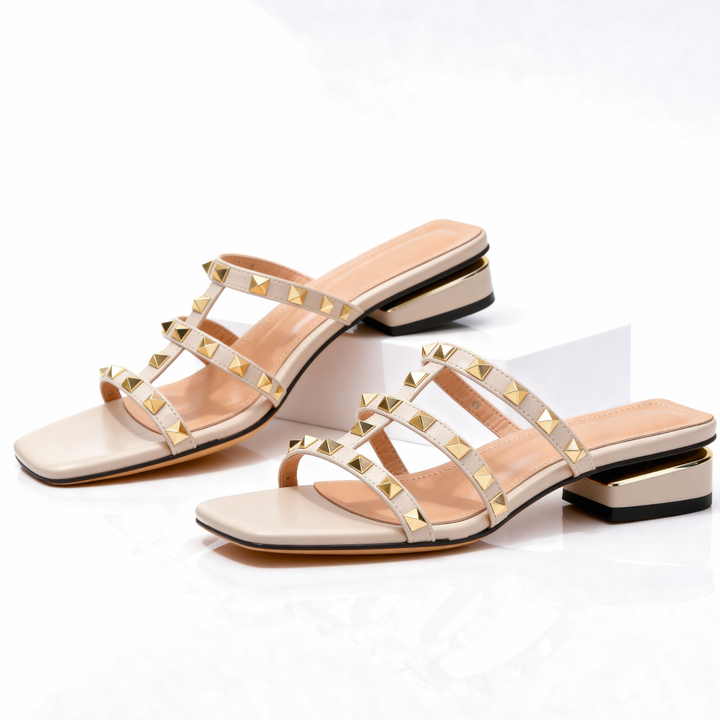 Camille | Elegant And Modern Studded Leather Sandals 4