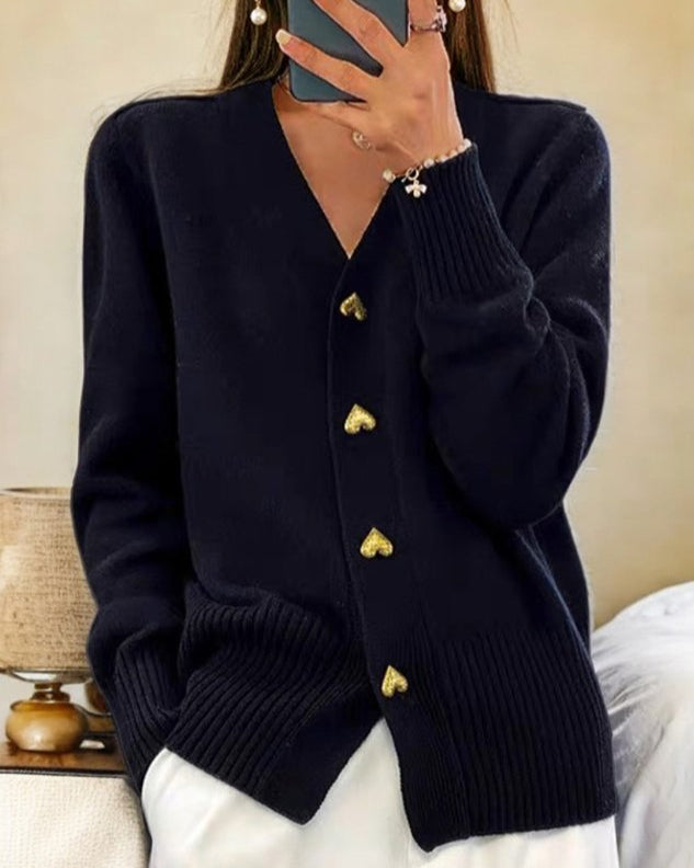 Cecily | Soft Comfortable Fit Heart Button Cardigan 5