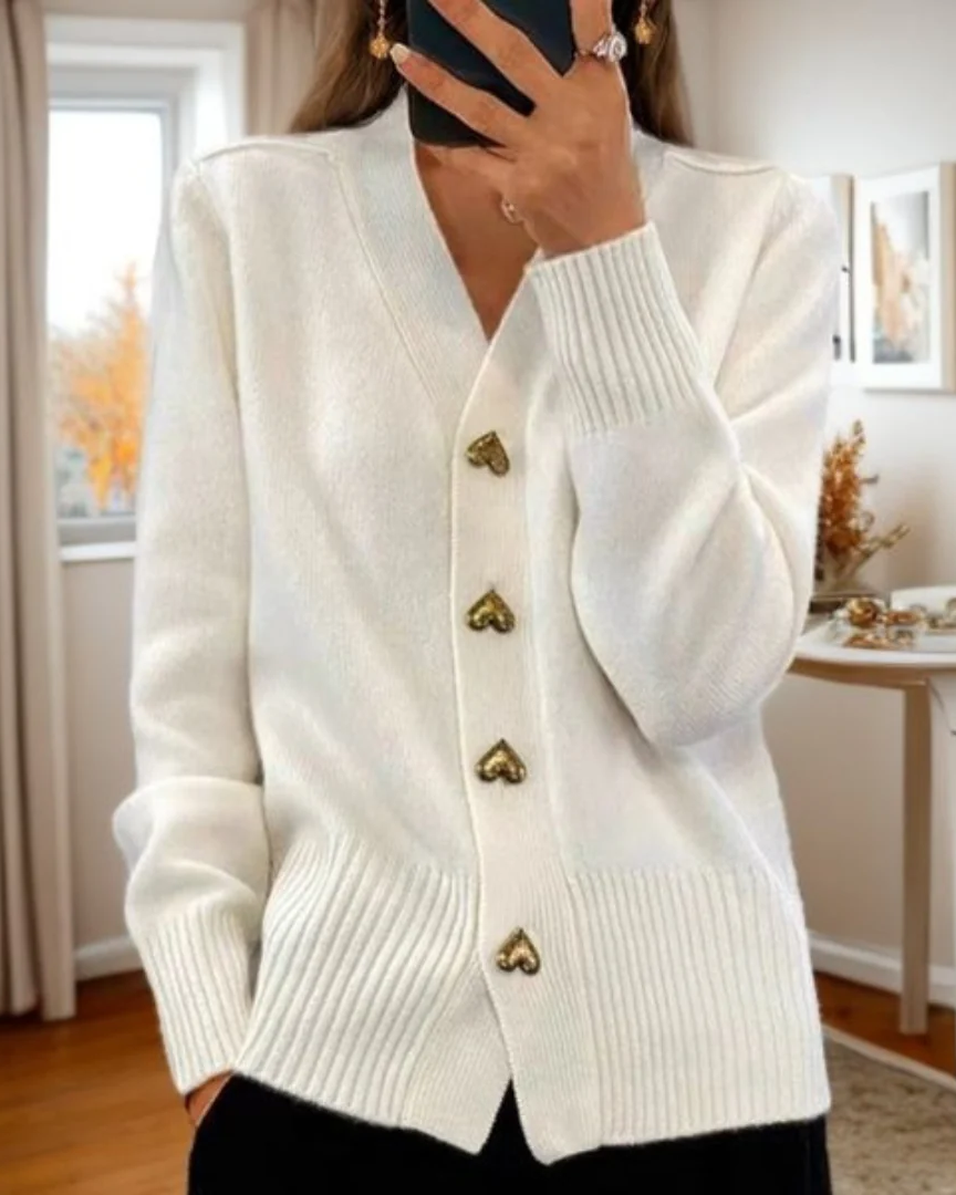Cecily | Soft Comfortable Fit Heart Button Cardigan 6