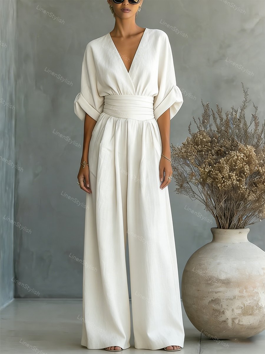 Charlotte | Elegant and sophisticated V-neck slim fit jumpsuit 0