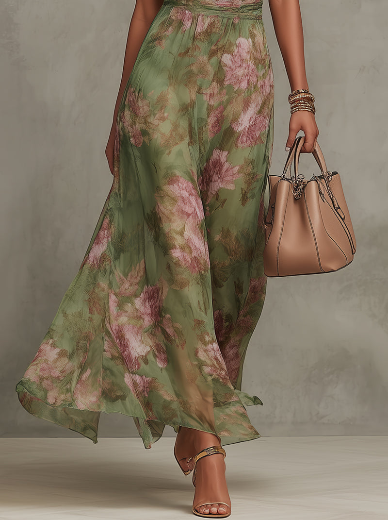 Chloe | Elegant Halter Neck Floral Maxi Dress 3