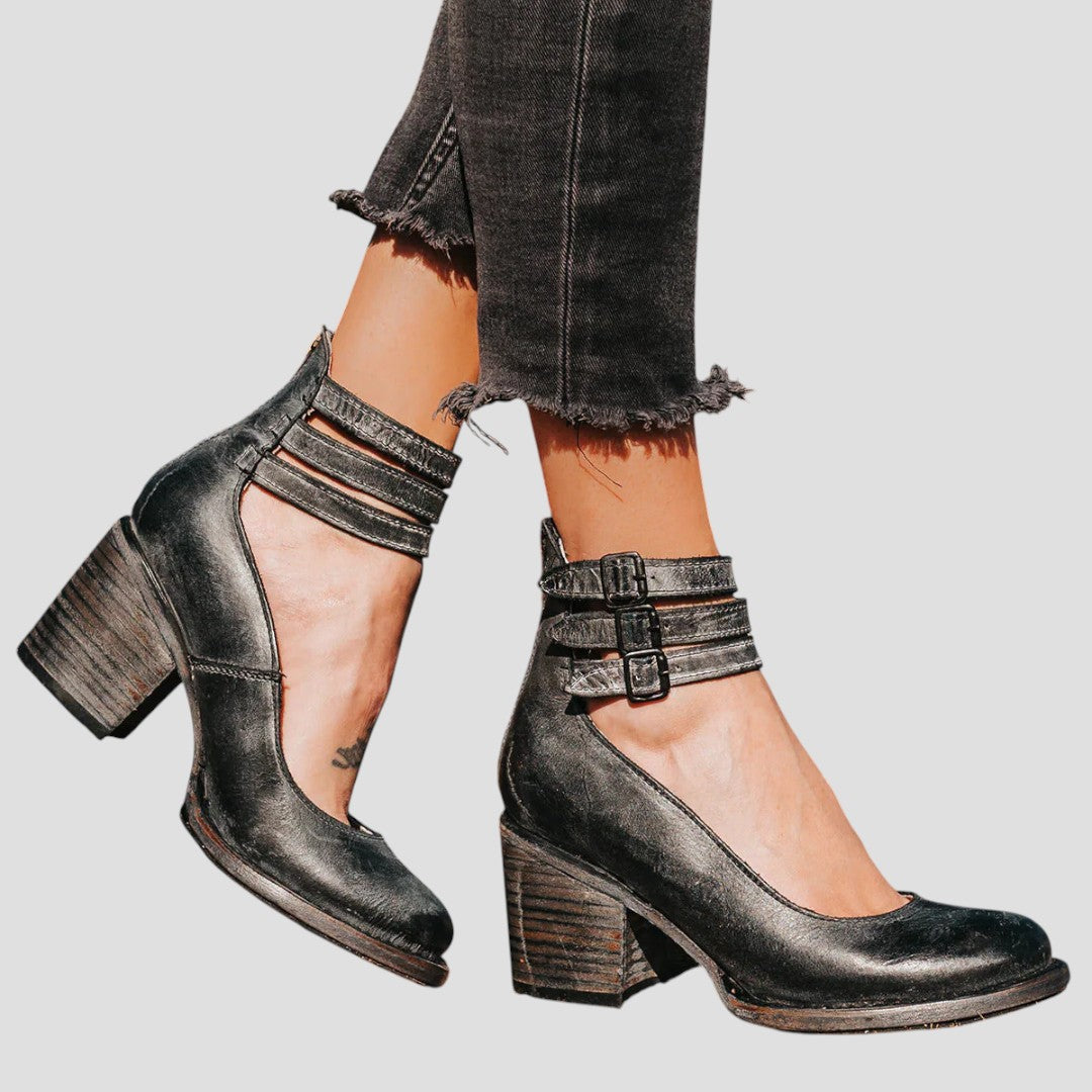 Christine | Double Strap Block Heel Comfortable Boots 0