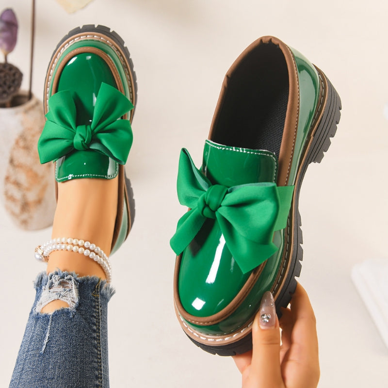 Christine | Glossy Patent Statement Bow Loafers 0