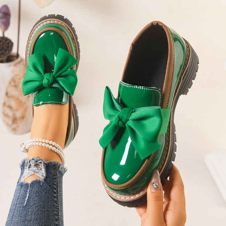 Christine | Glossy Patent Statement Bow Loafers 0