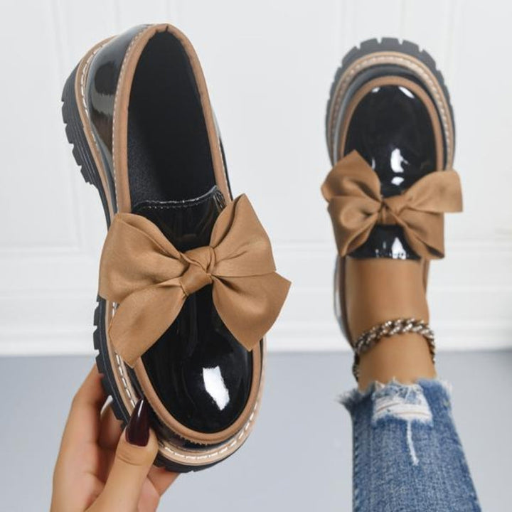 Christine | Glossy Patent Statement Bow Loafers 1