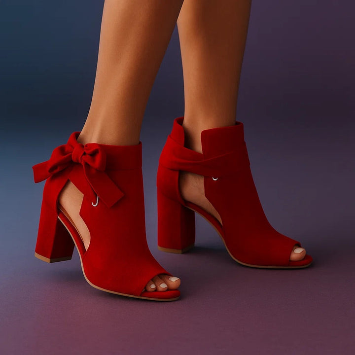 Clara | Elegant Peep-Toe Heeled Sandals for Women with Charming Bow 6