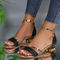 Sophie | Stylish Sparkling Glitter Block Heel Sandals